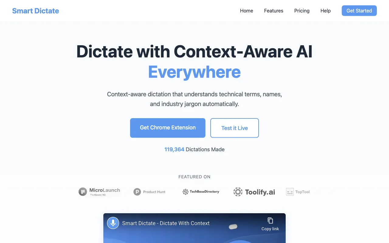 smart-dictate.com — preview screenshot