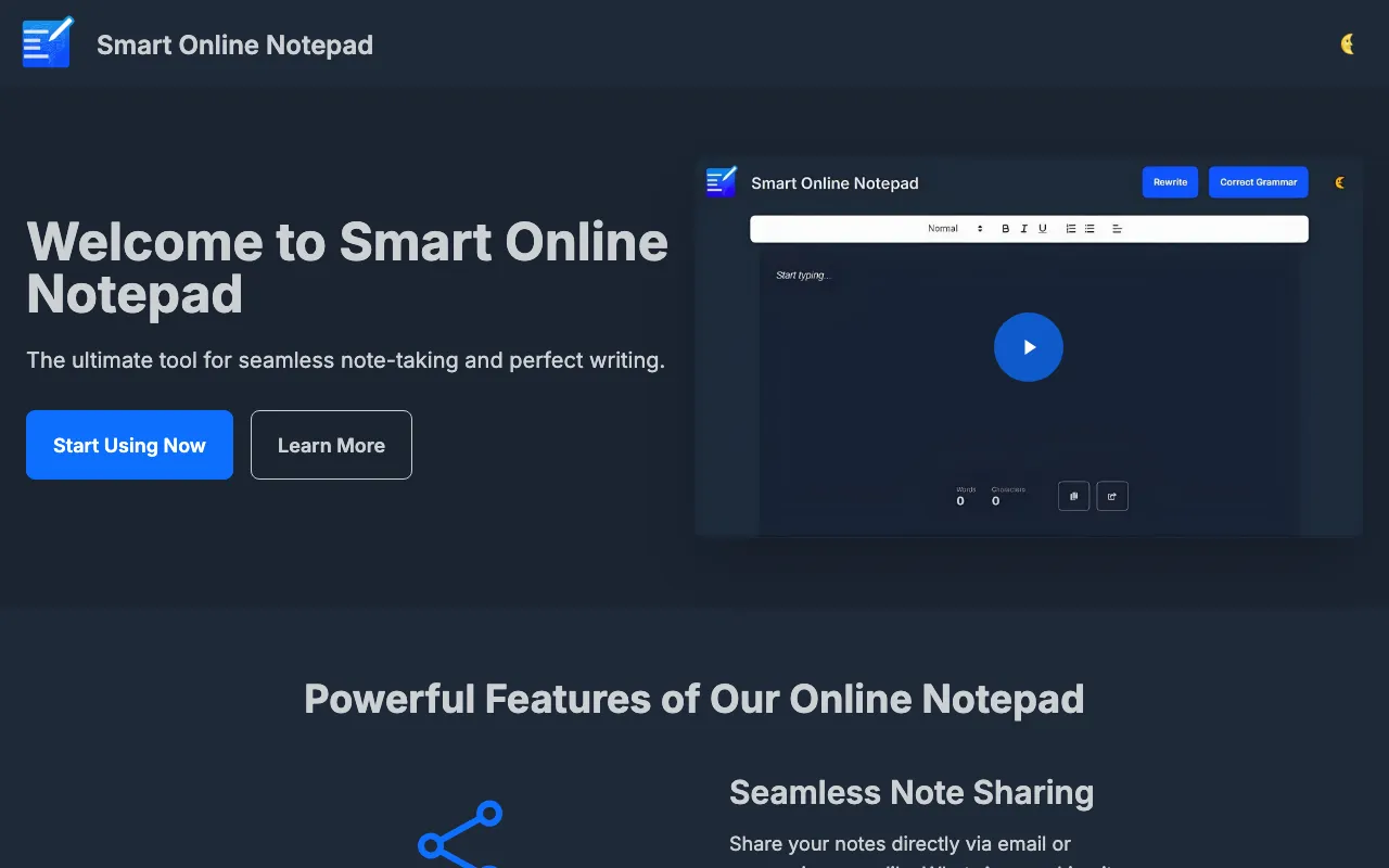 Smart Online Notepad — preview screenshot
