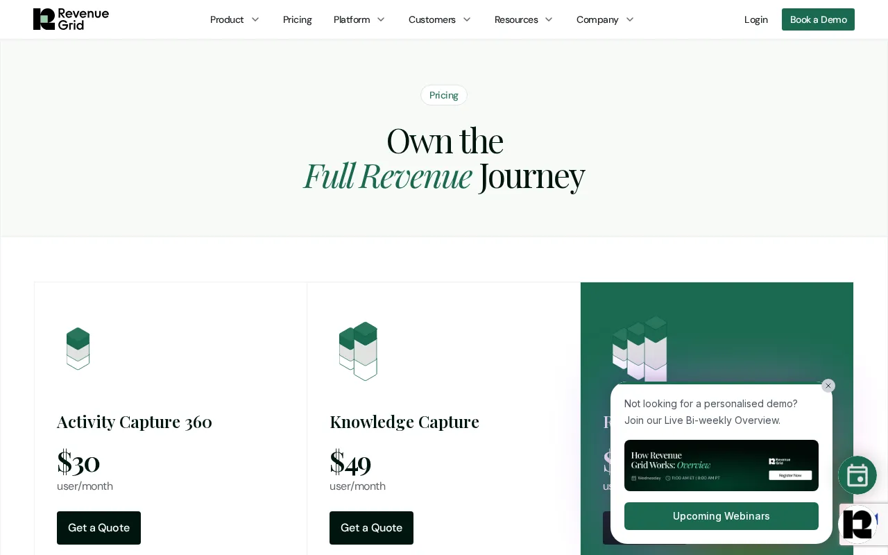 Revenue Grid — pricing page