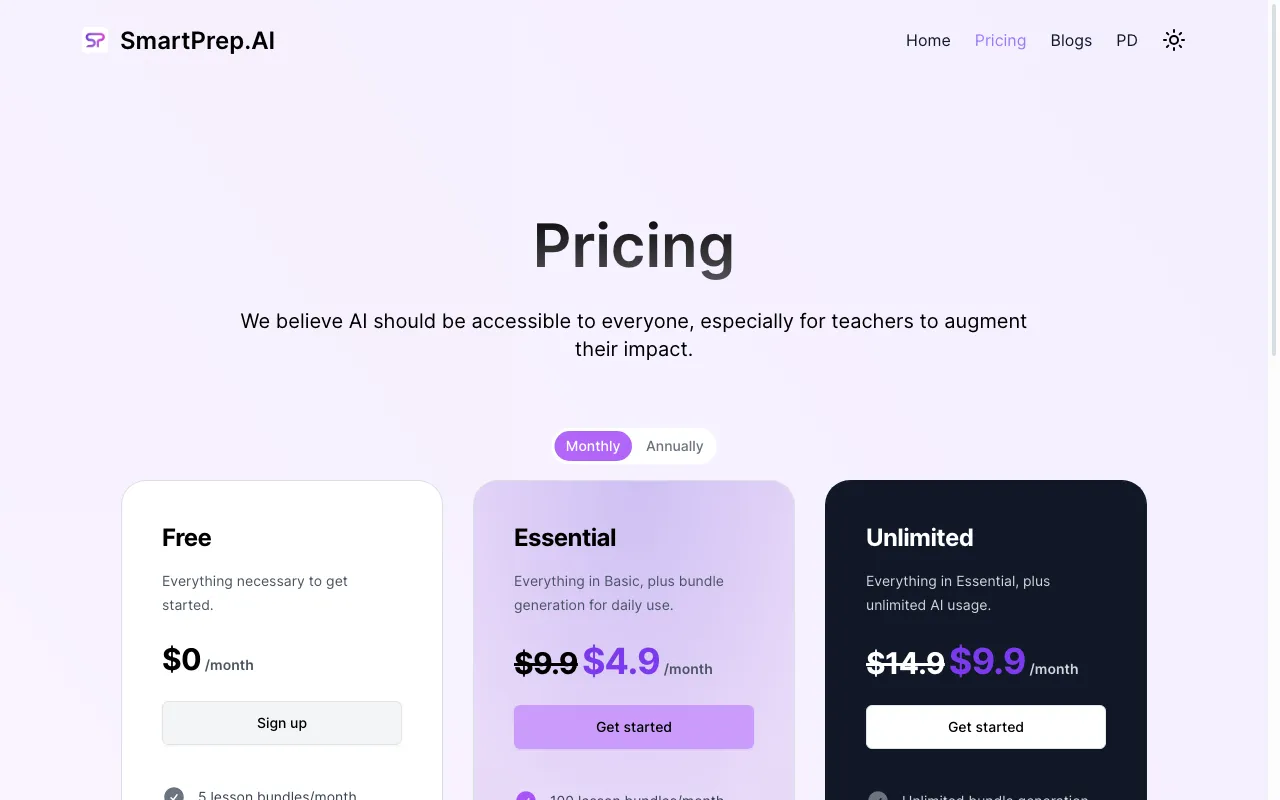 SmartPrep.ai — pricing page
