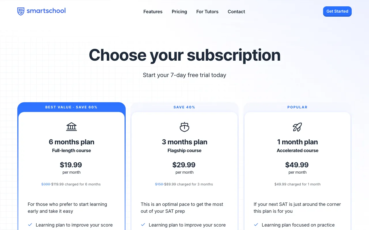 Smartschool — pricing page