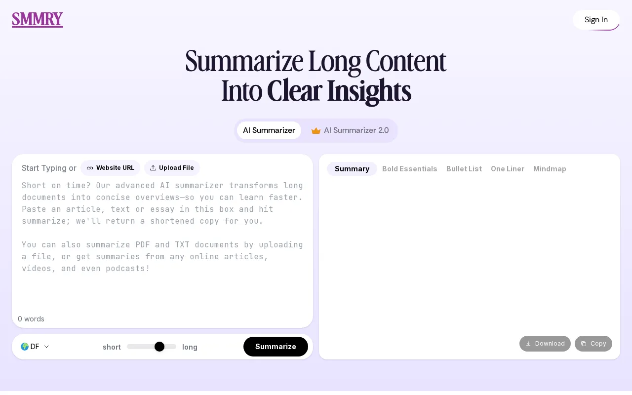 Smmry — preview screenshot
