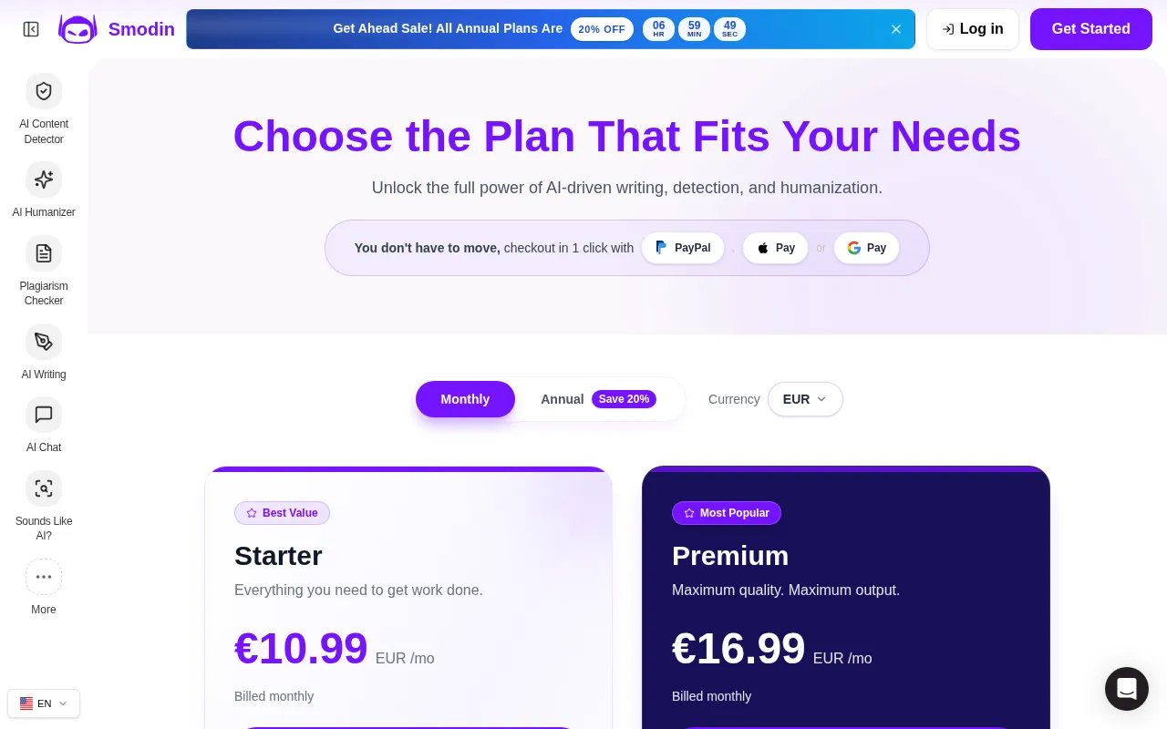 Smodin — pricing page