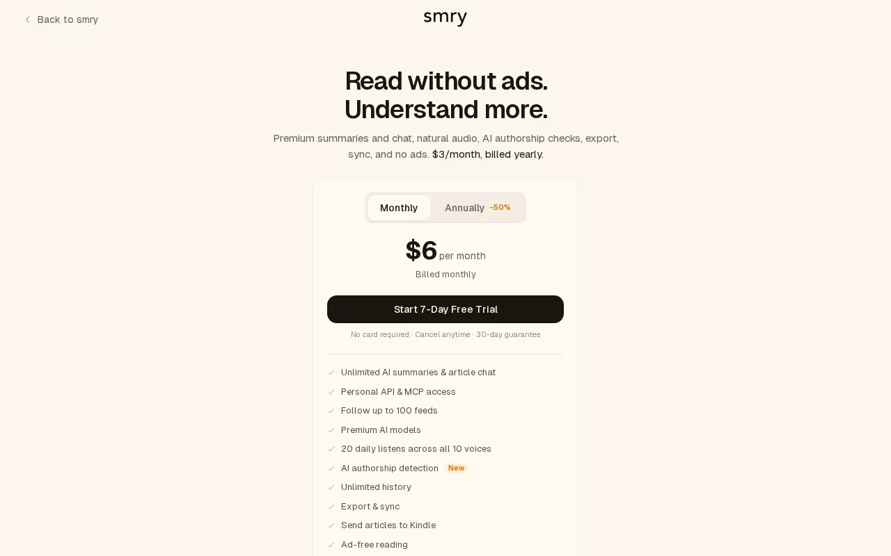 SMRY — pricing page
