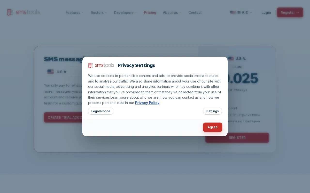 Smstools — pricing page