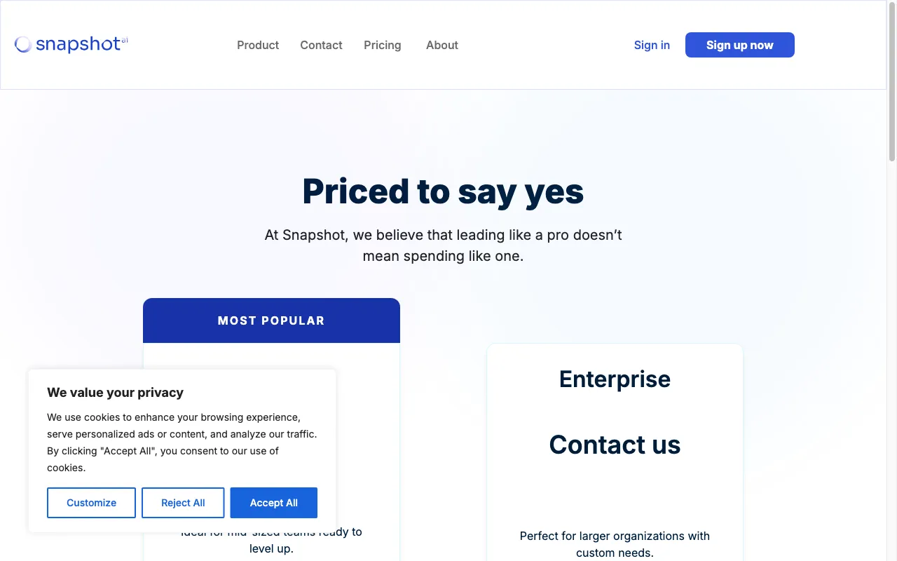 Snapshot Reviews — pricing page