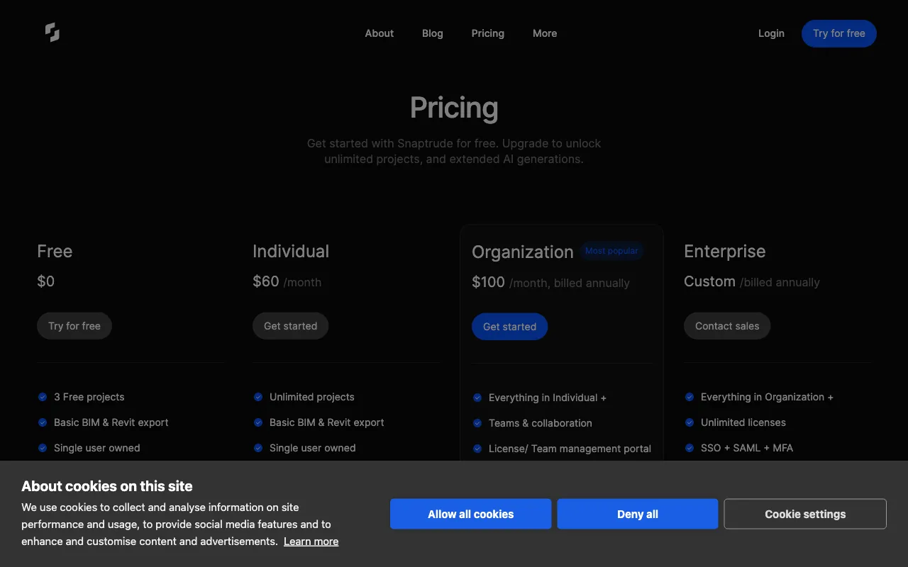 Snaptrude — pricing page