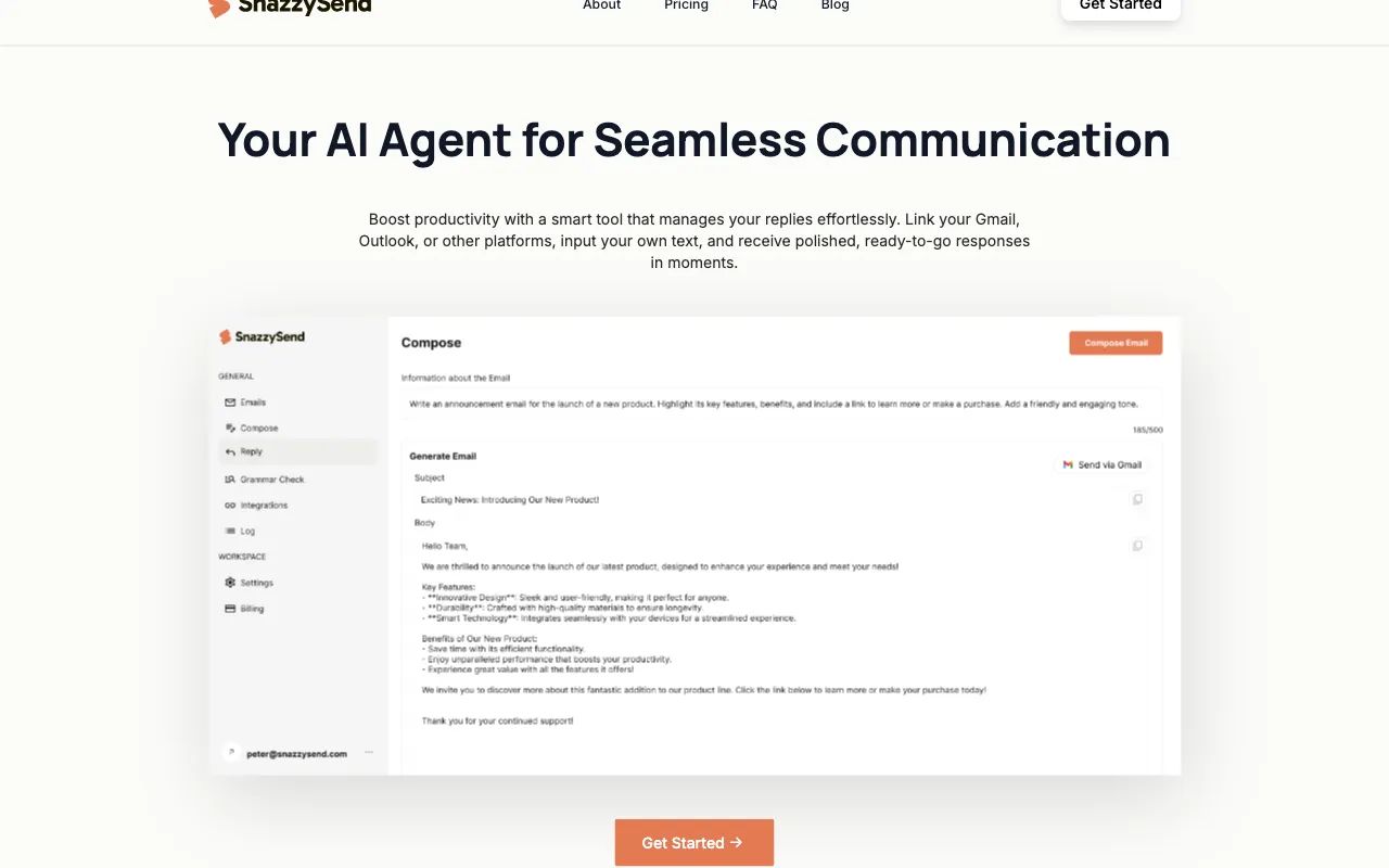 snazzysend.com — pricing page