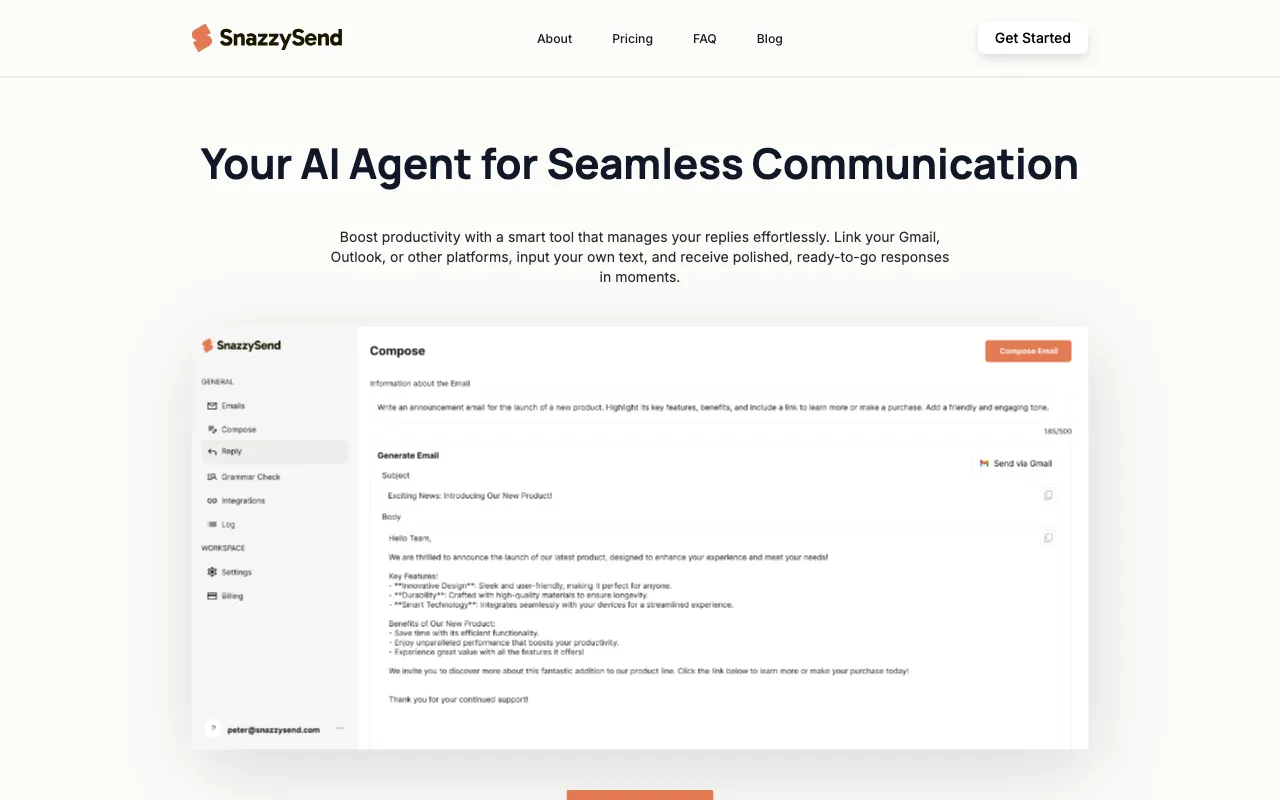 snazzysend.com — preview screenshot