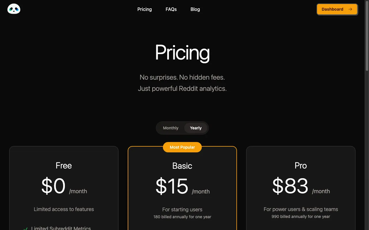 Sniffsub — pricing page