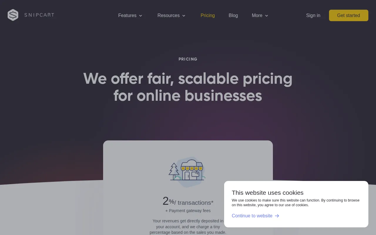 Snipcart — pricing page