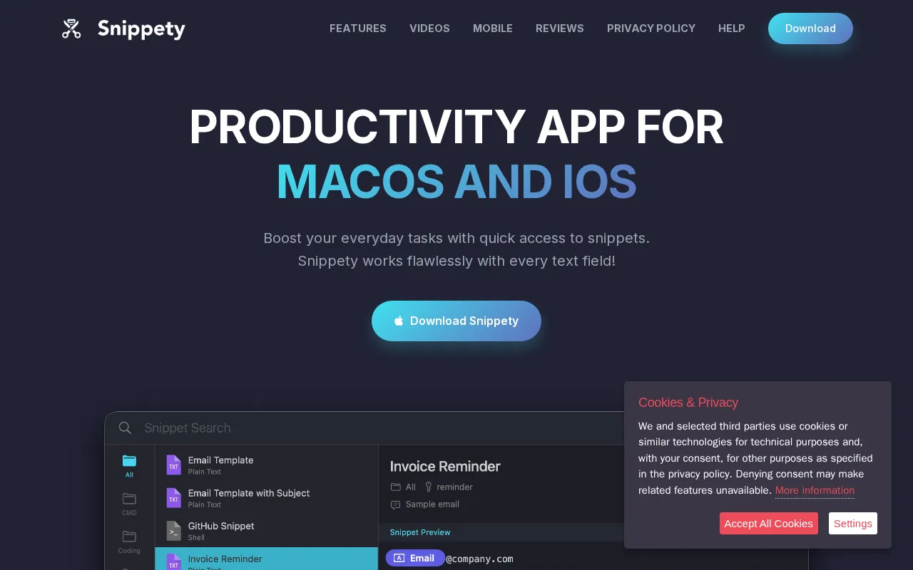 Snippety — preview screenshot