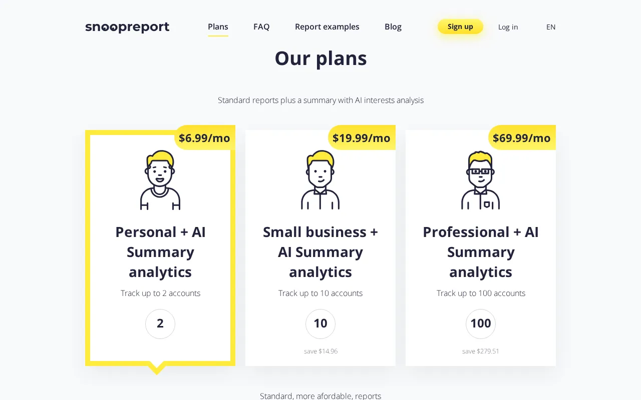 Snoopreport — pricing page