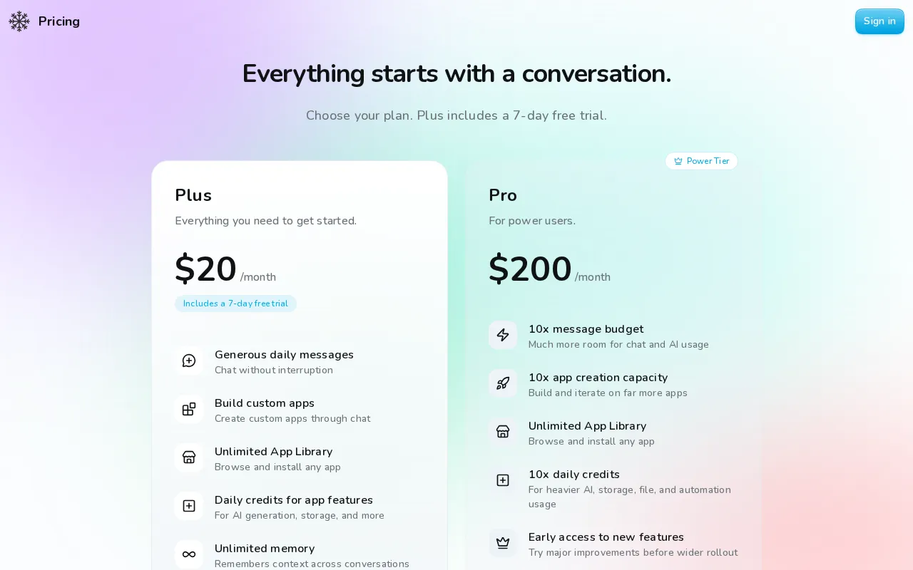 Snow AI — pricing page