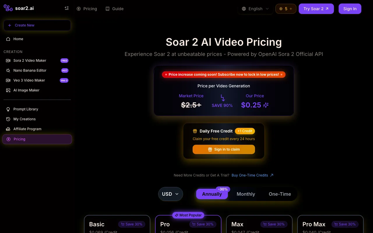 Soar2 — pricing page