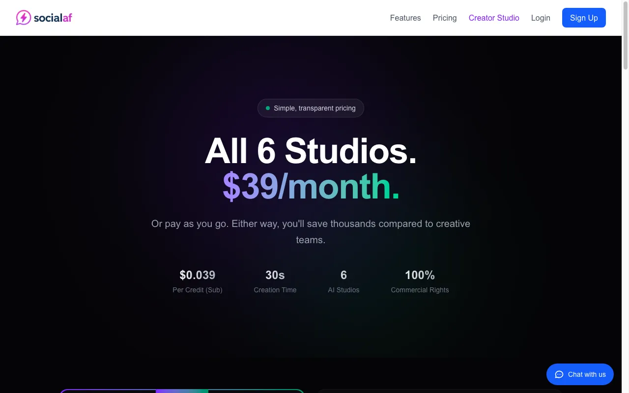 Socialaf.ai — pricing page