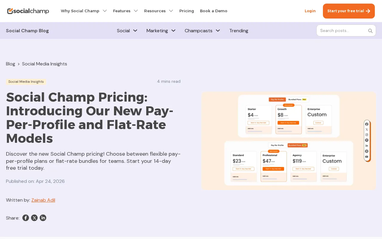 Social Champ — pricing page