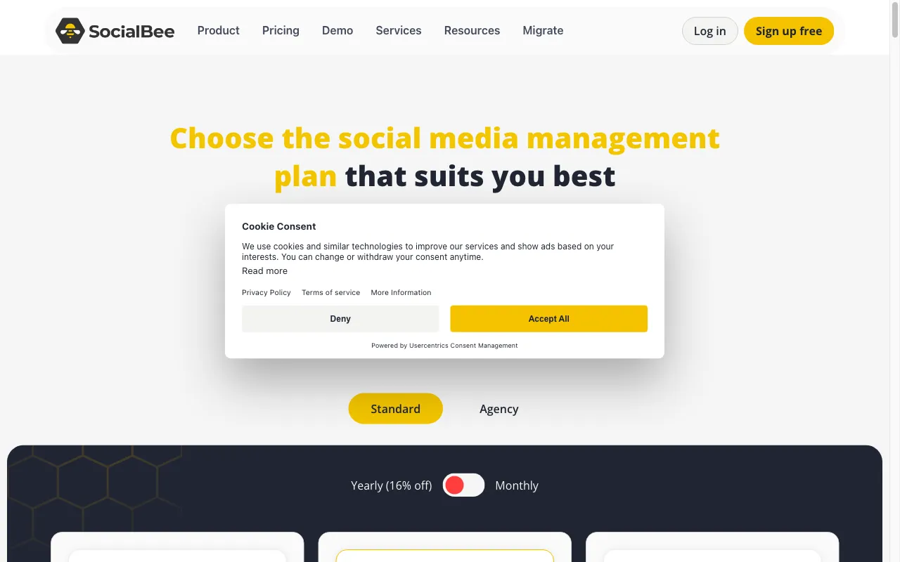 SocialBee — pricing page