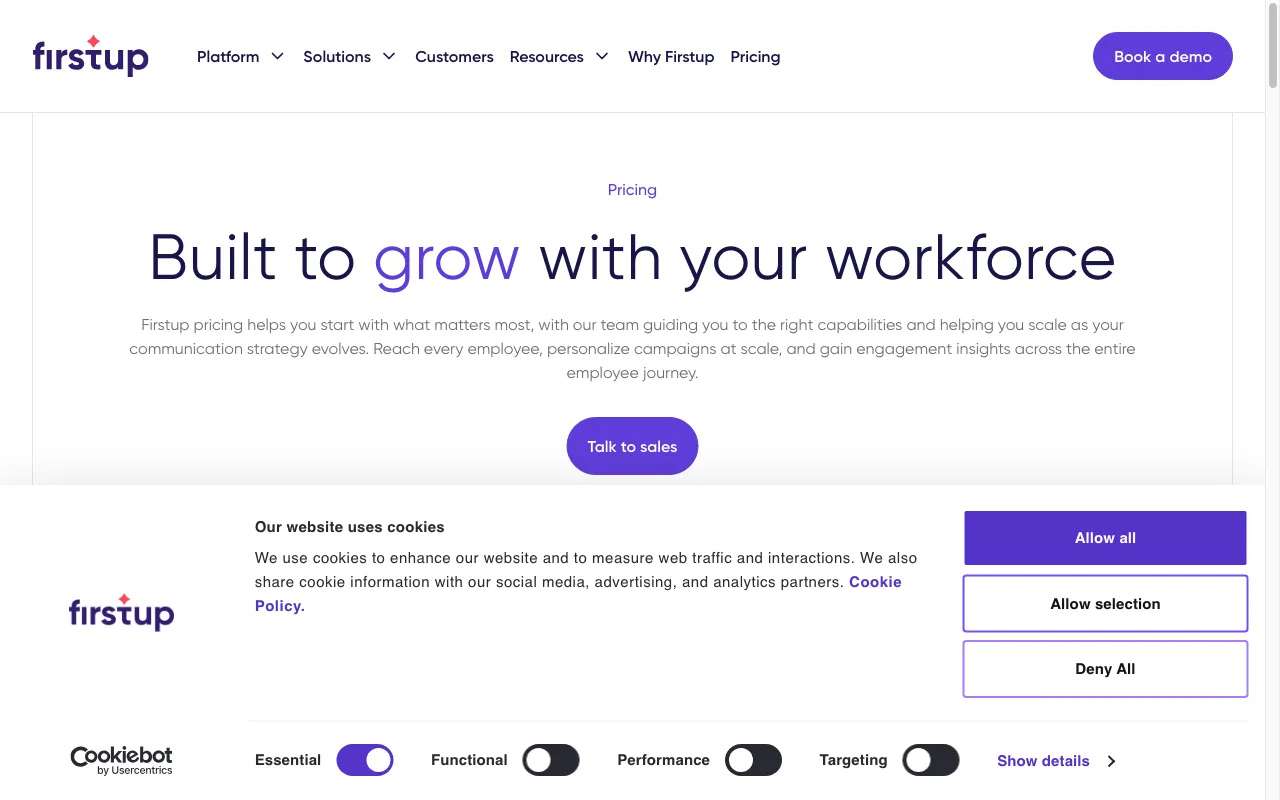 Firstup — pricing page