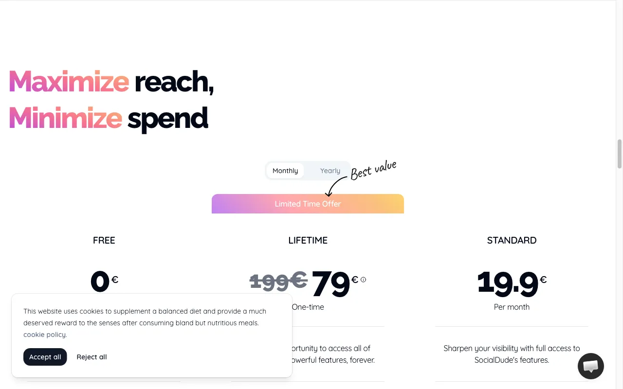 Socialdude.ai — pricing page