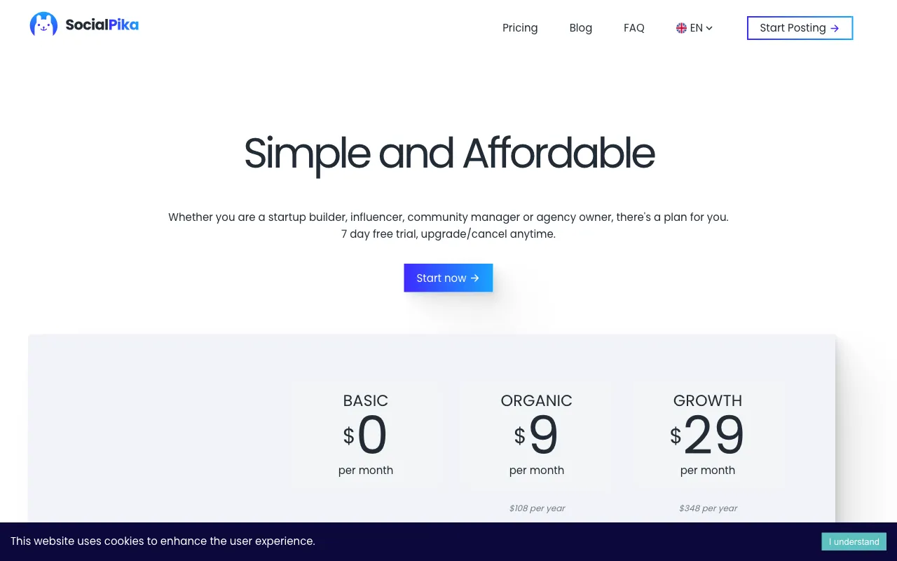 SocialPika — pricing page