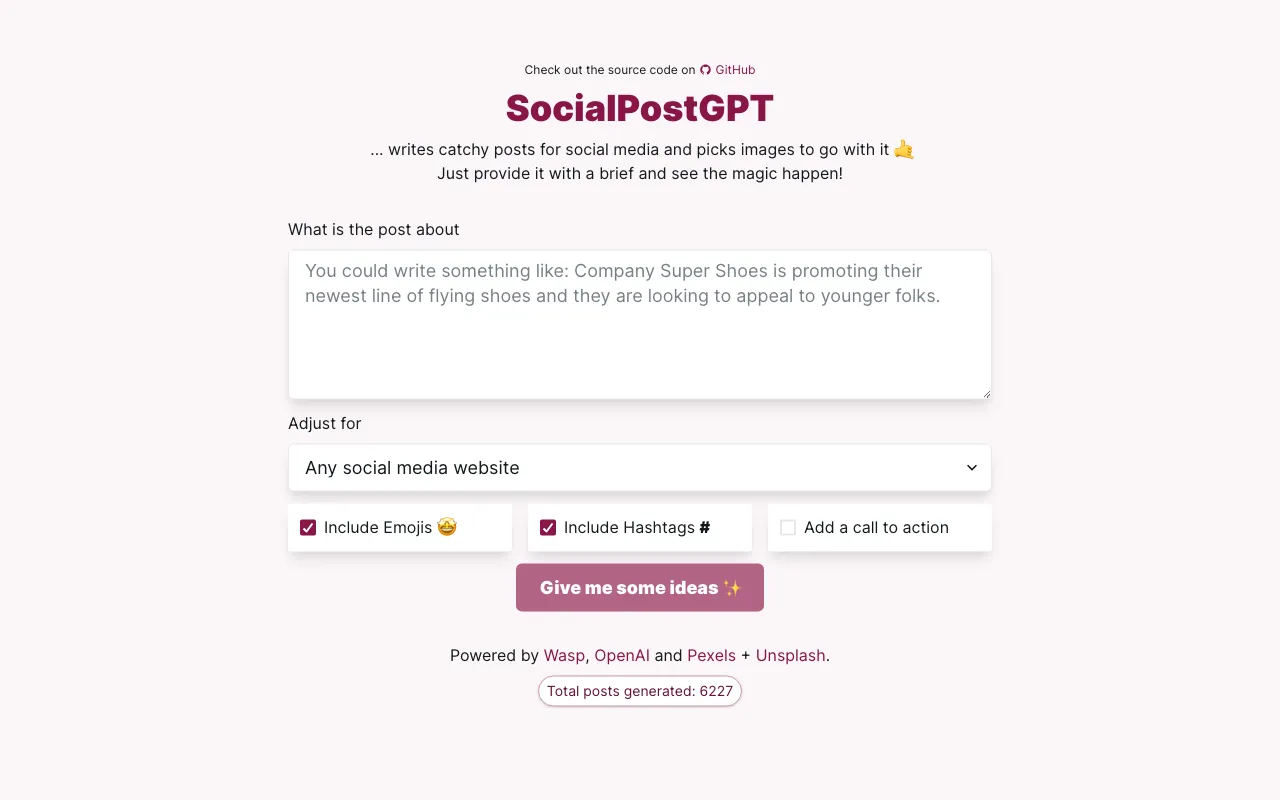 SocialPostGPT — preview screenshot
