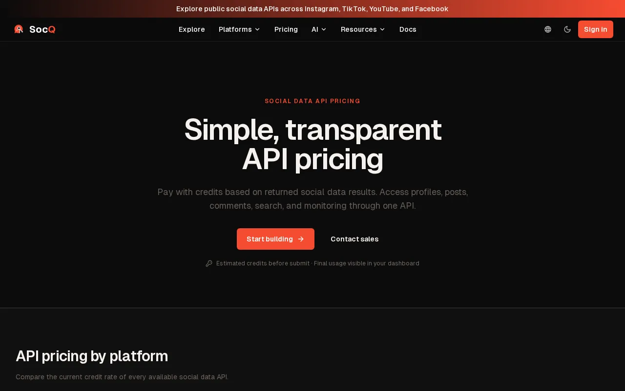 SocQ — pricing page