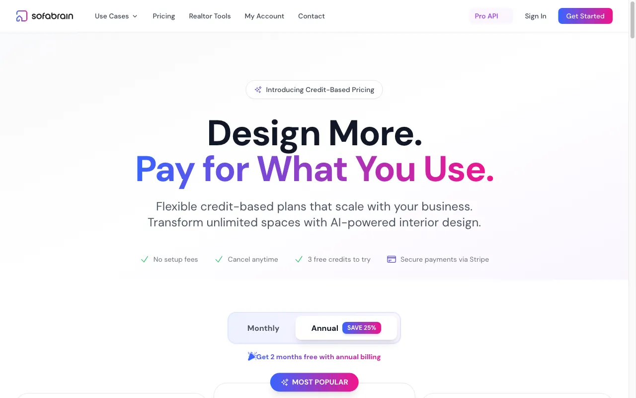 SofaBrain — pricing page