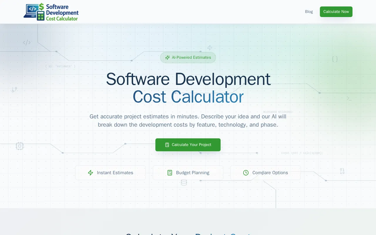 Software Development Cost Calculator — preview screenshot