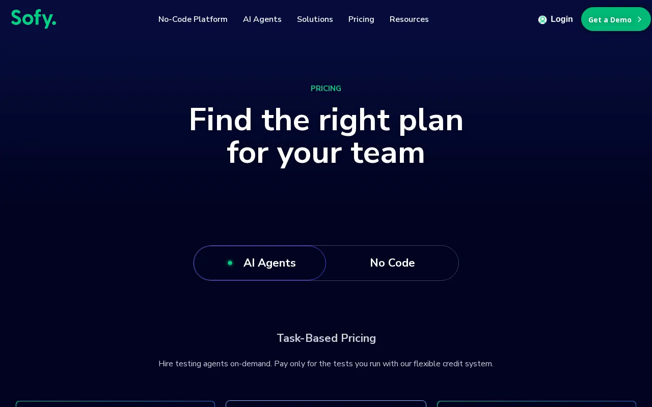 Sofy.ai — pricing page