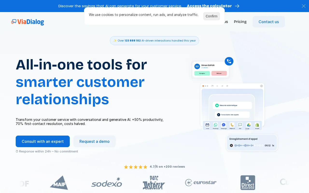 Solutions de service client alimentées par l'IA — preview screenshot