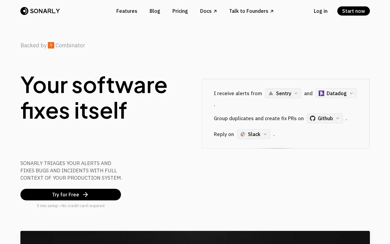 Sonarly — pricing page