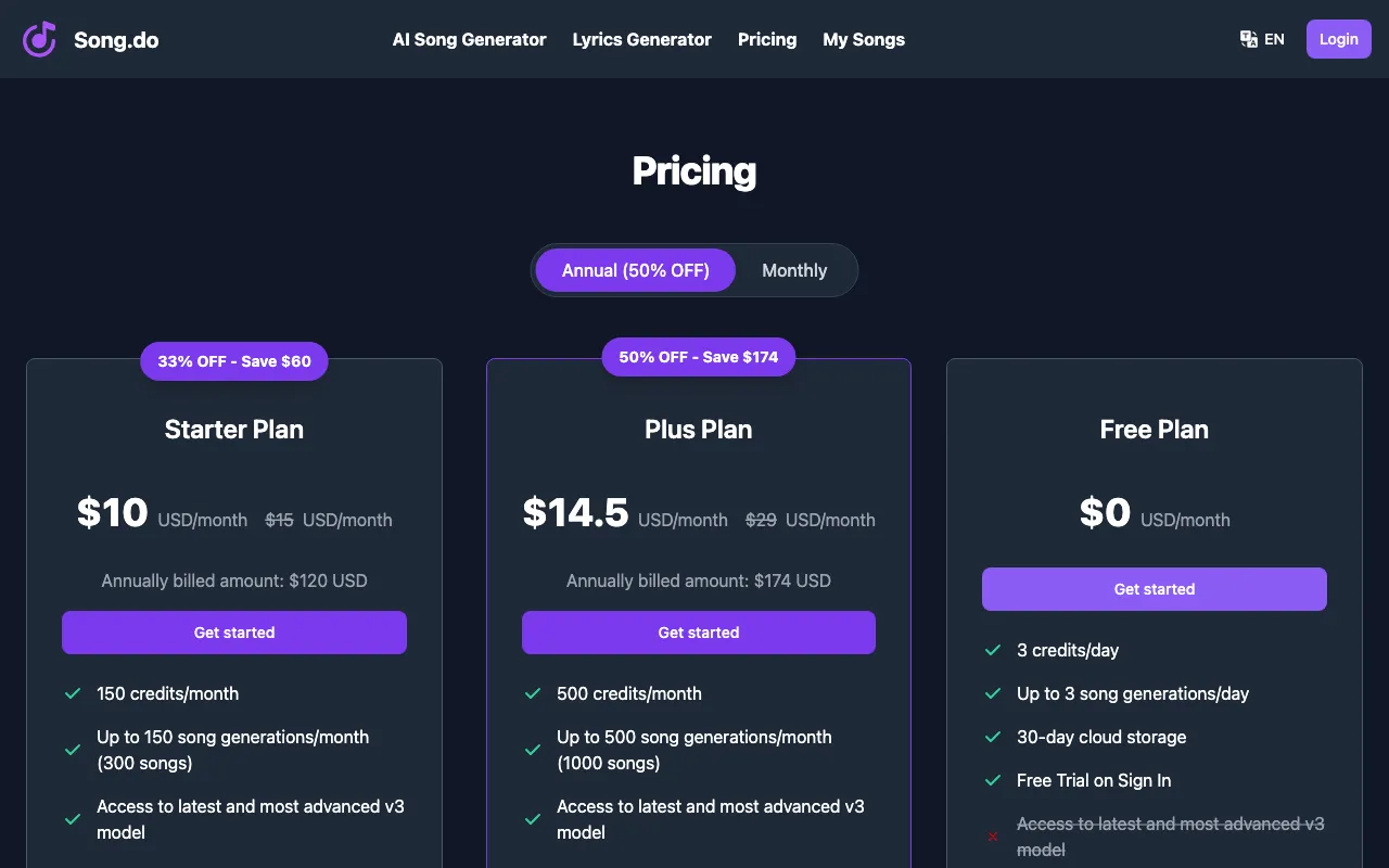 Song.do — pricing page