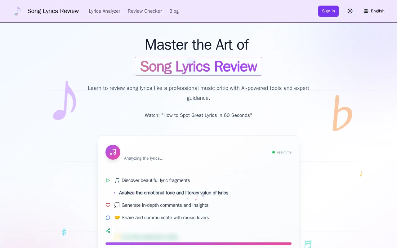 Song Lyrics Review — preview screenshot