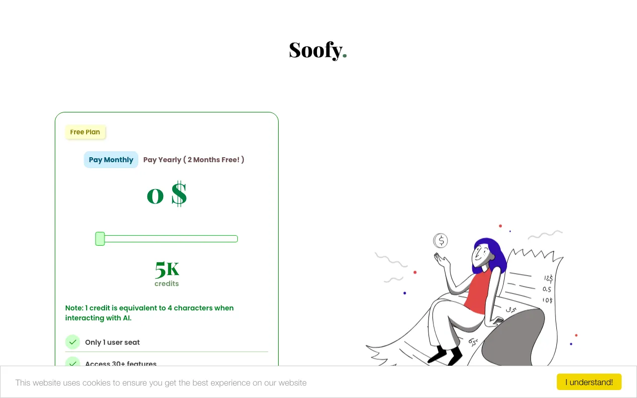 Soofy — pricing page