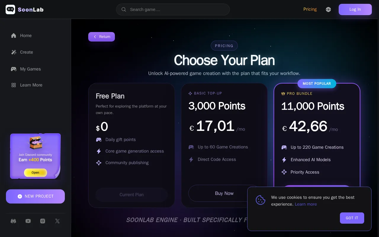 SoonLab — pricing page