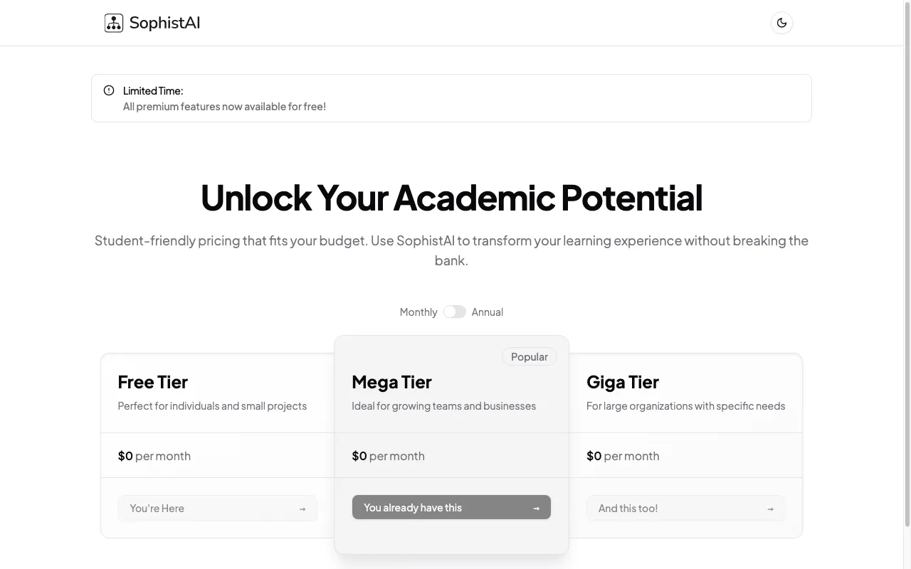 SophistAI — pricing page