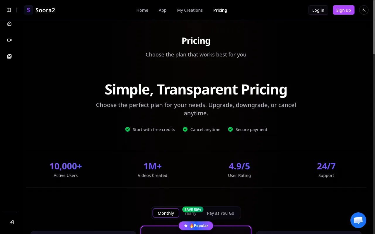 sora 2 — pricing page