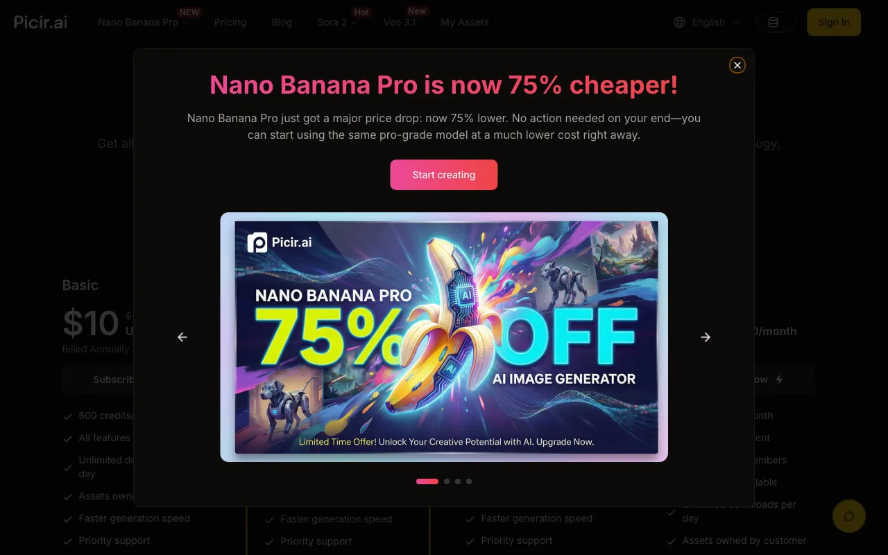 Sora 2 AI Video Generator — pricing page