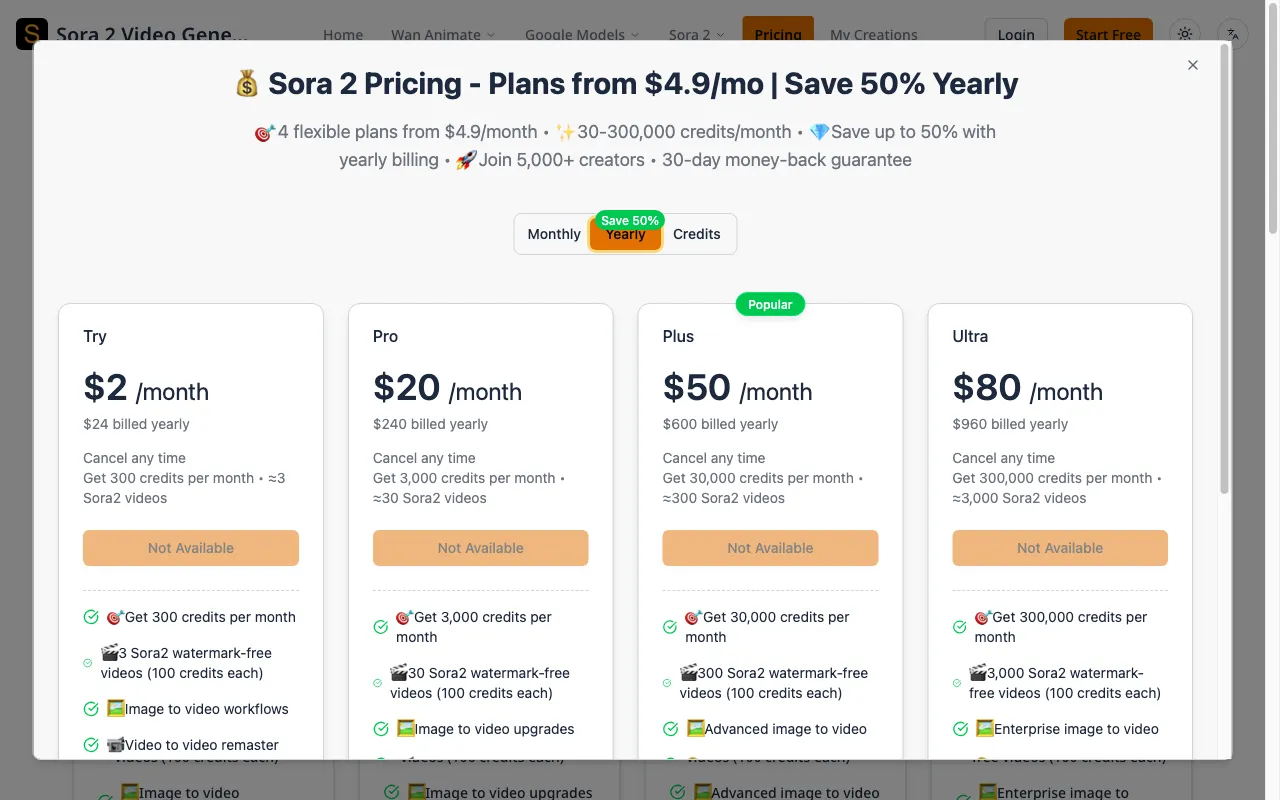 soradeo.com — pricing page