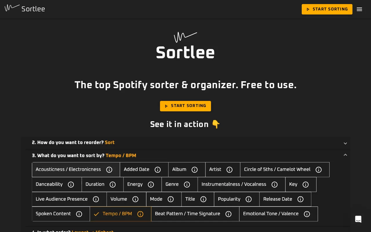 Sortlee — pricing page