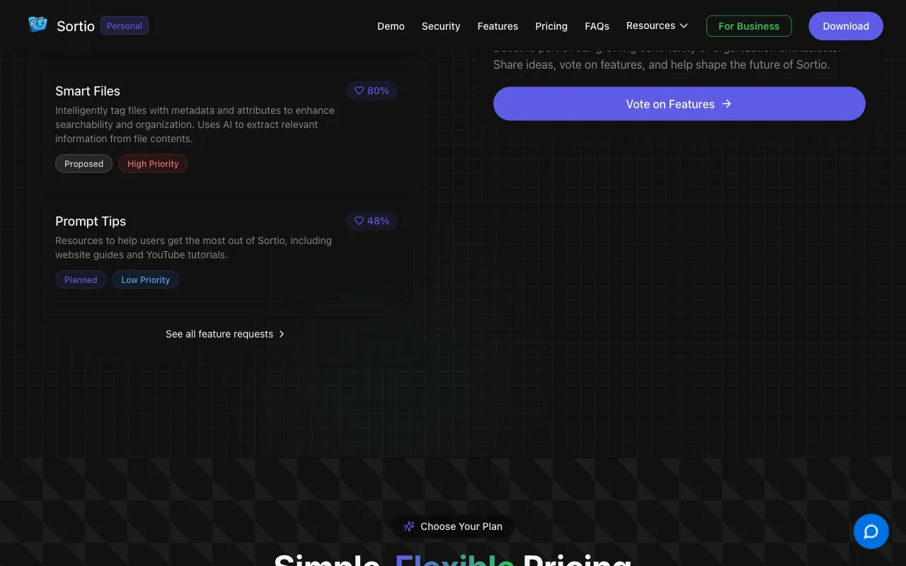 Sortio — pricing page