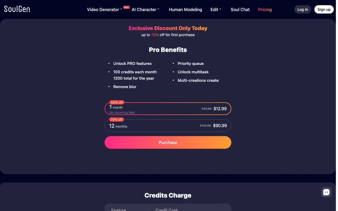 soulgen.net — pricing page