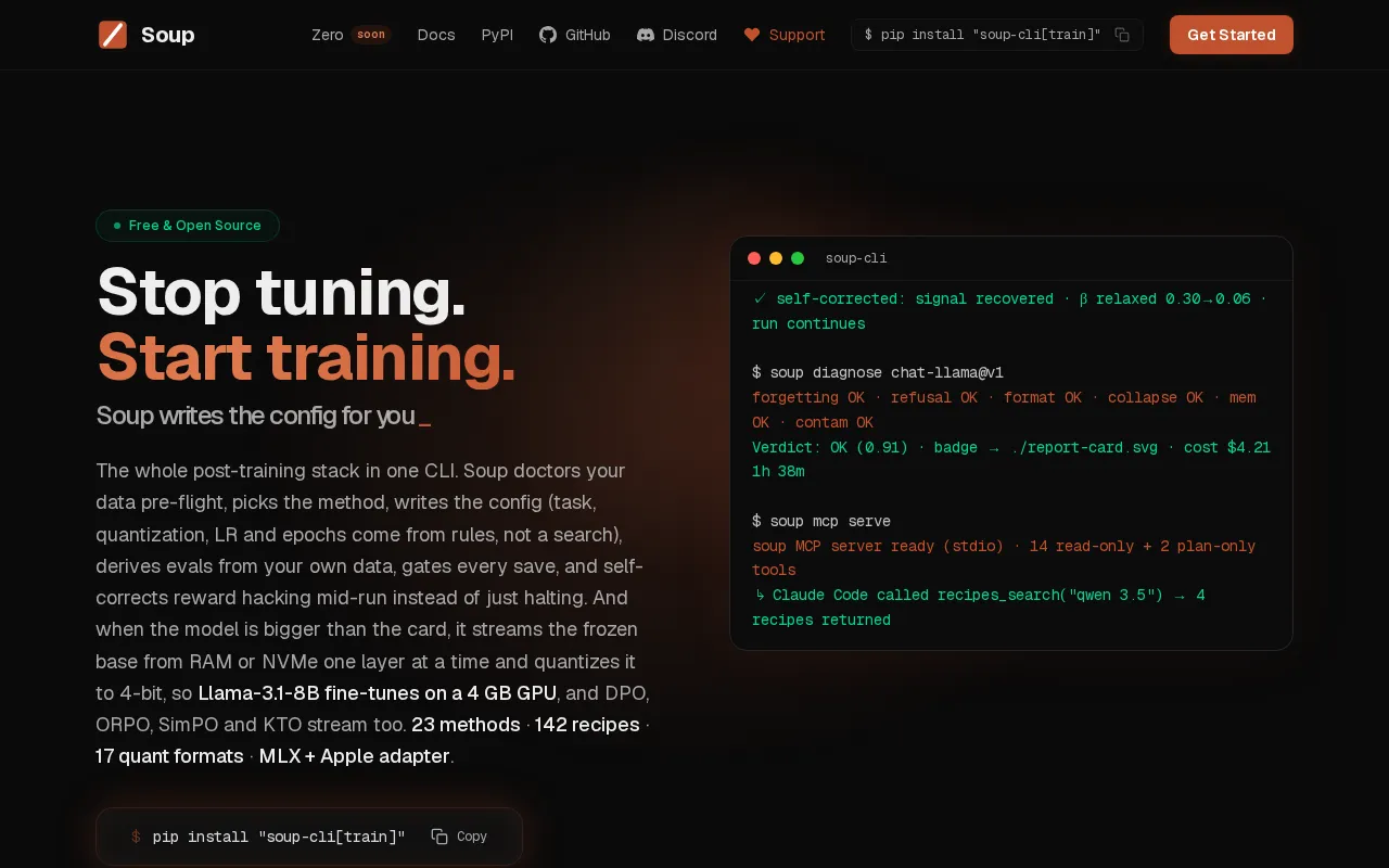Soup CLI — preview screenshot