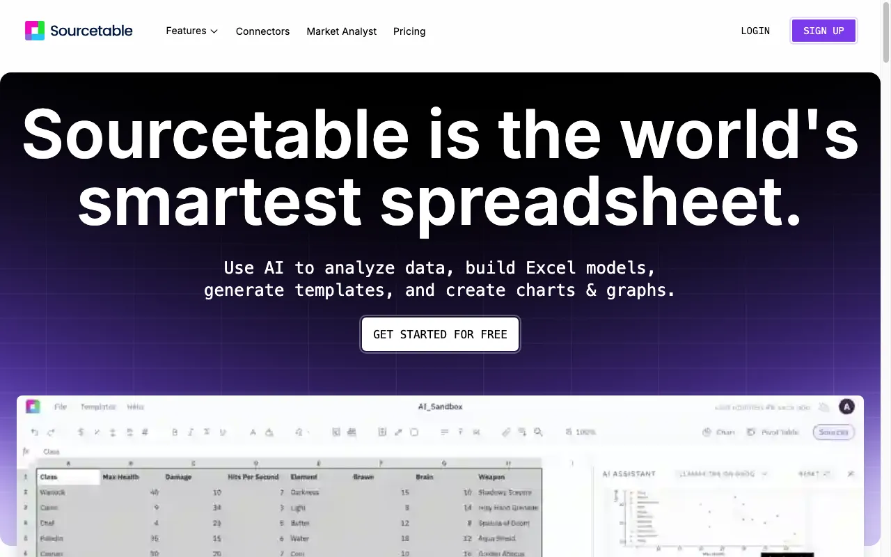 Sourcetable — preview screenshot