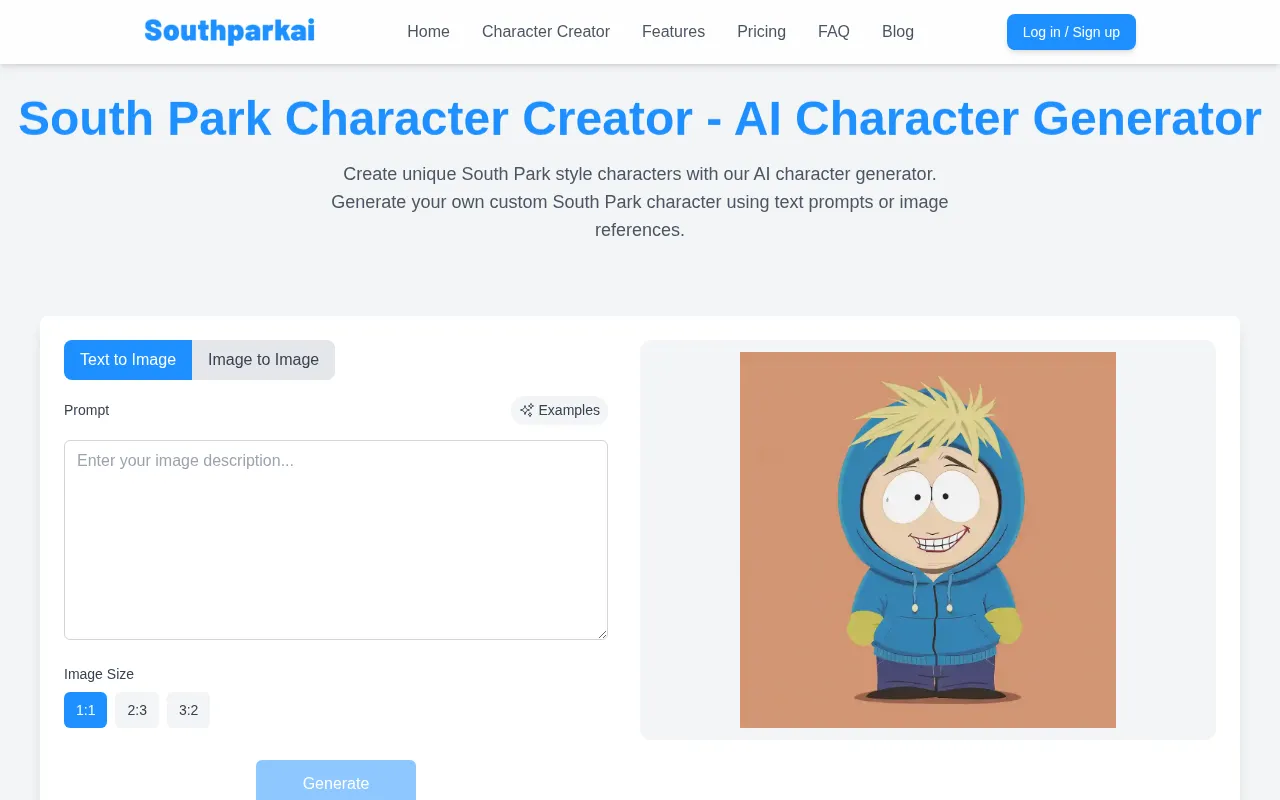 south park character creator — preview screenshot