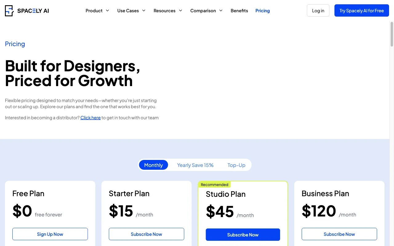 Spacely AI — pricing page