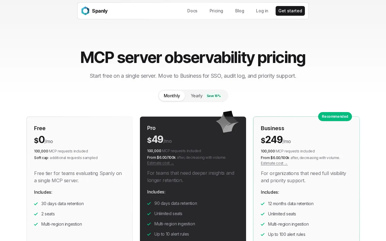 Spanly — pricing page