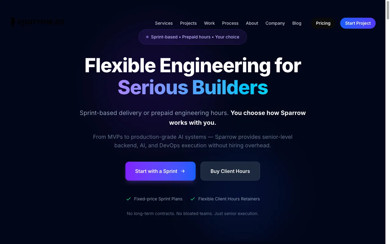 Sparrow Studio — pricing page