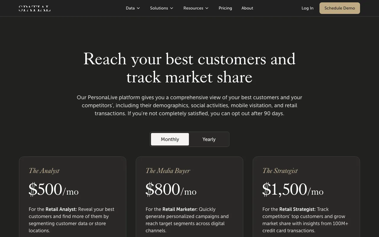 Spatial — pricing page
